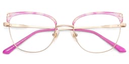 Beau Cat eye Pink Gold Glasses2