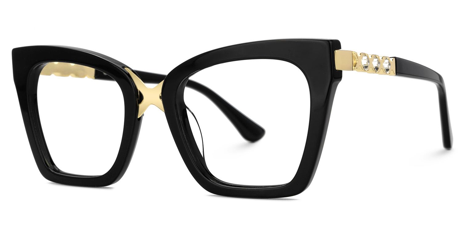 Darlyn Women's black Glasses in Cateye Full-Frame  | Zeelool1
