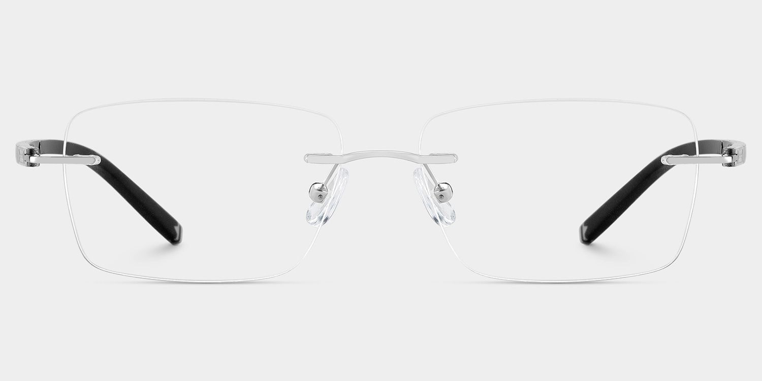 Adeline Silver Rimless Glasses for Men in Rectangle Frame | ZEELOOL1