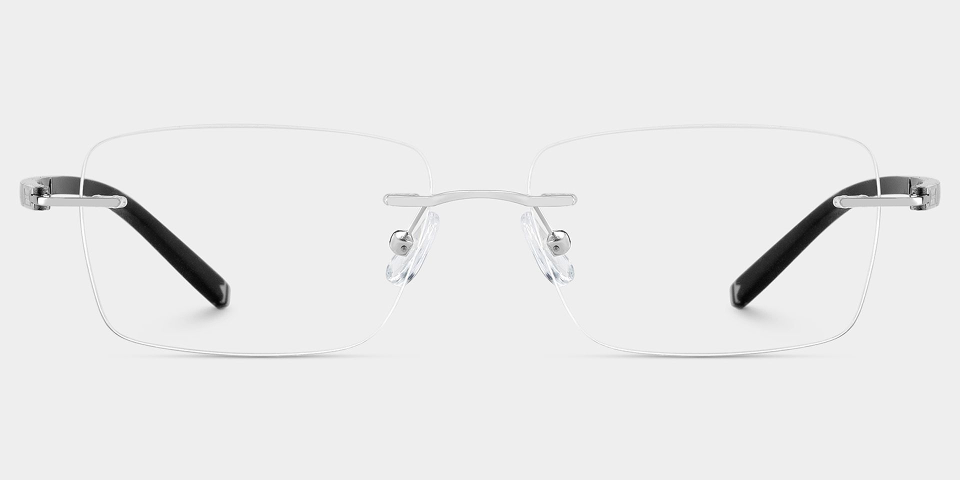 Adeline Silver Rimless Glasses for Men in Rectangle Frame | ZEELOOL1