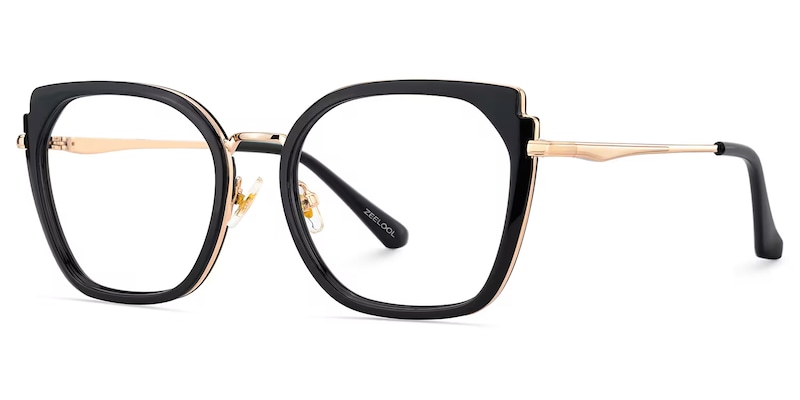 Black Metal Frame Glasses With Wide Size For Women3