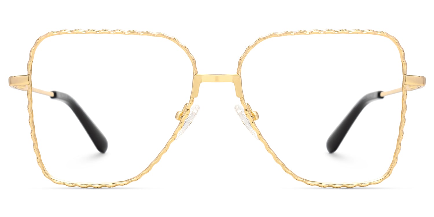 Alisandra Oversized Metal Frame Glasses with Aviator Shape0