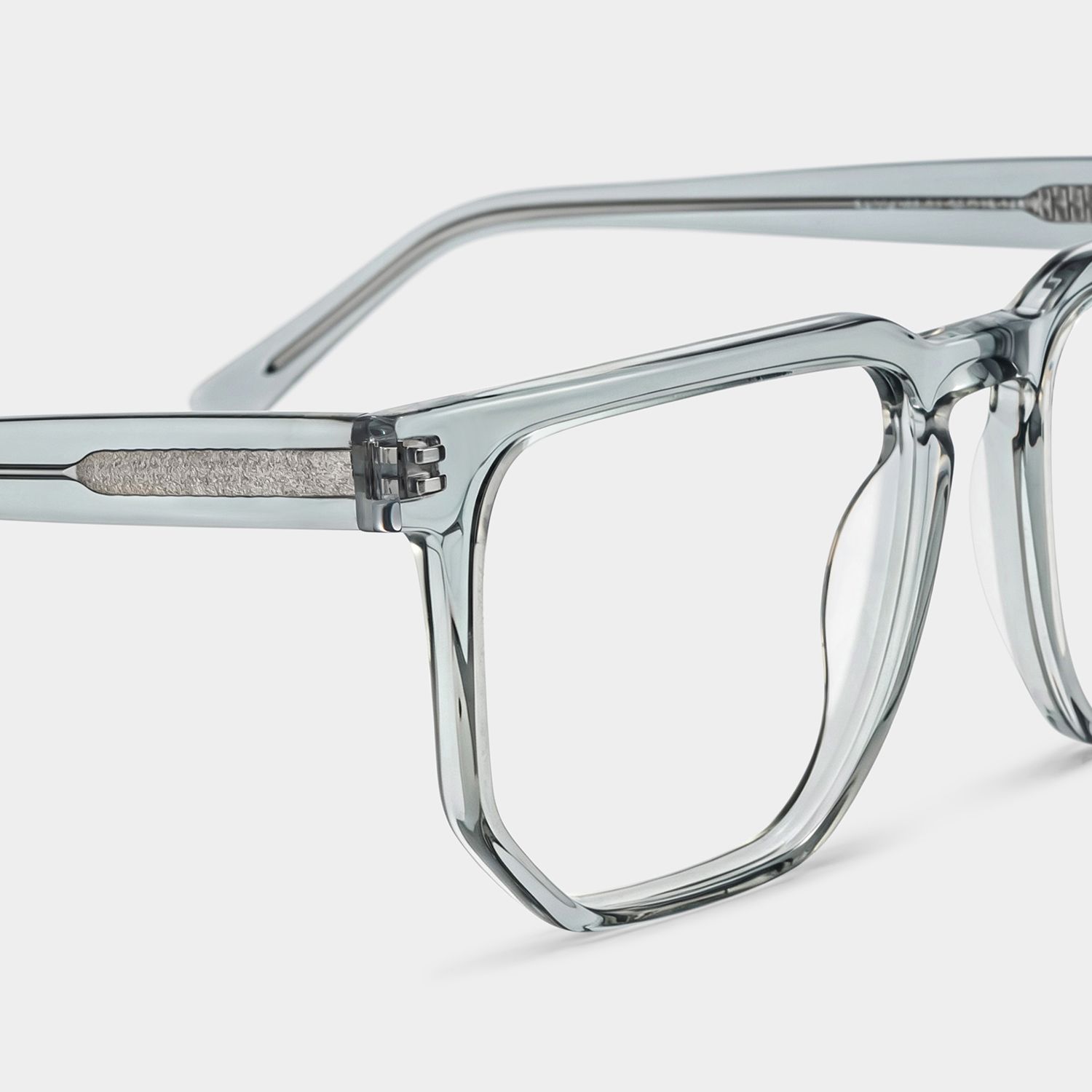Matherne Square Clear Gray Eyeglasses | Zeelool Optical4