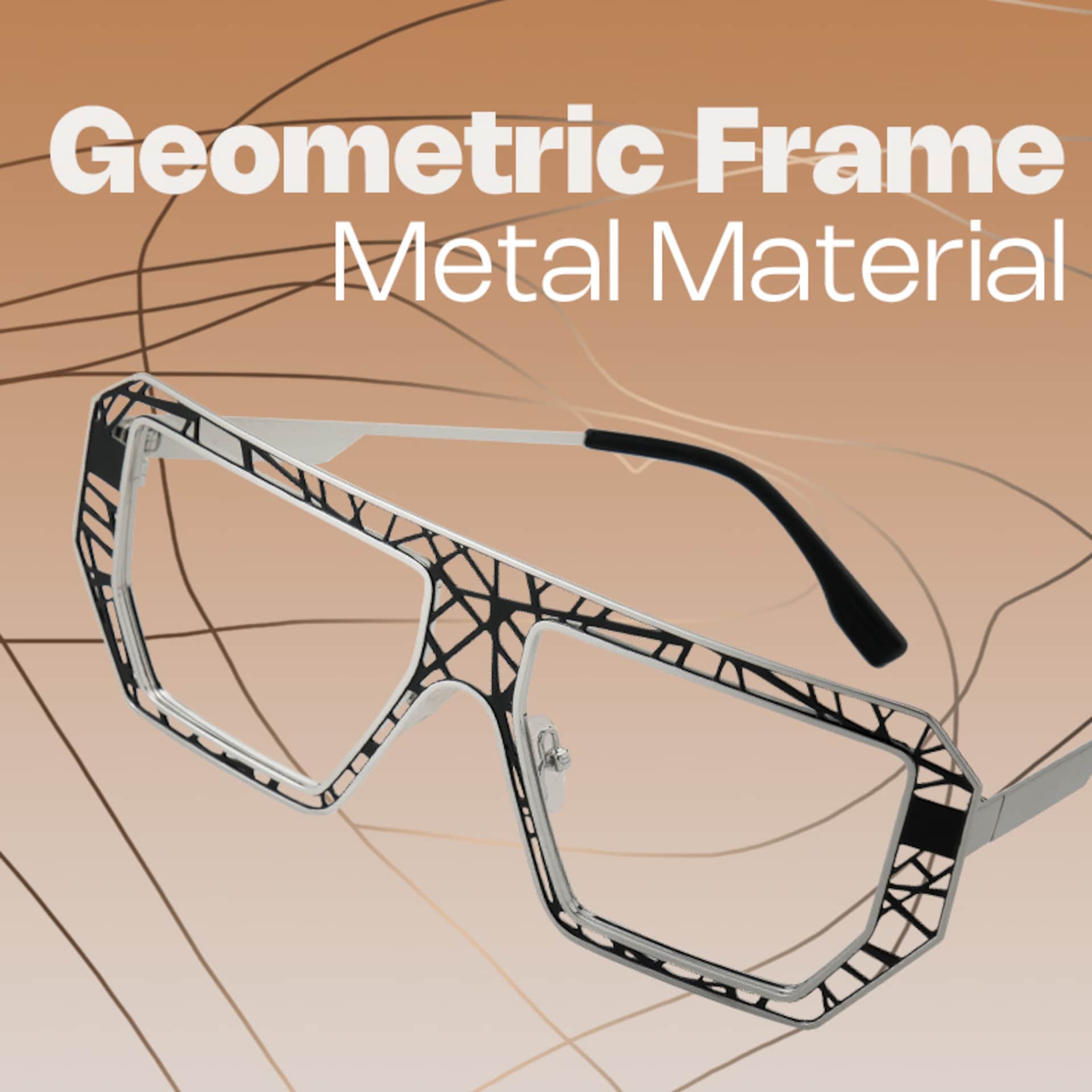 Blake Black-Silver Glasses with Geometric Extra Large Frames | Zeelool0