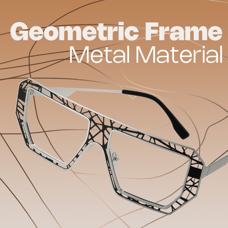 Blake Black-Silver Glasses with Geometric Extra Large Frames | Zeelool0