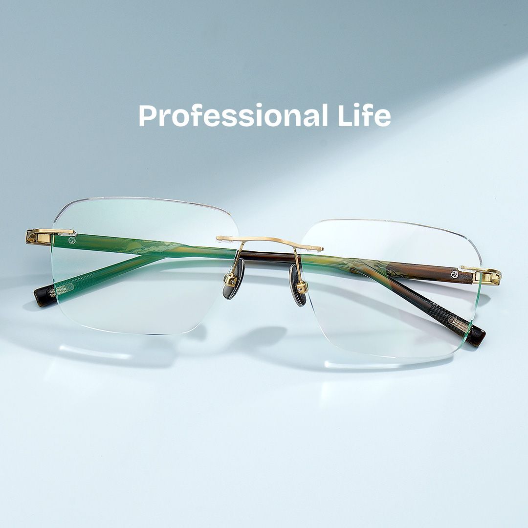 Claire Rectangle Gold Frame Eyeglasses for Man| ZEELOOL1