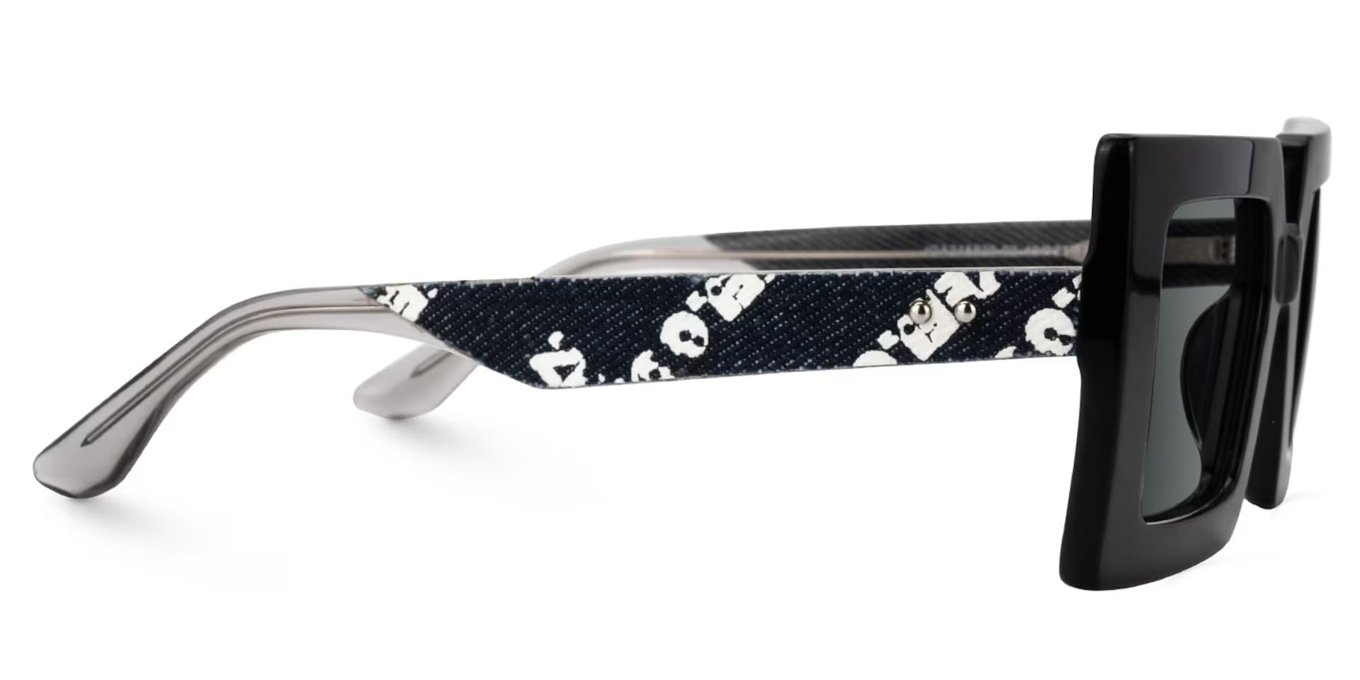 Tiffaney Black Square Sunglasses with Black Denim Temples2