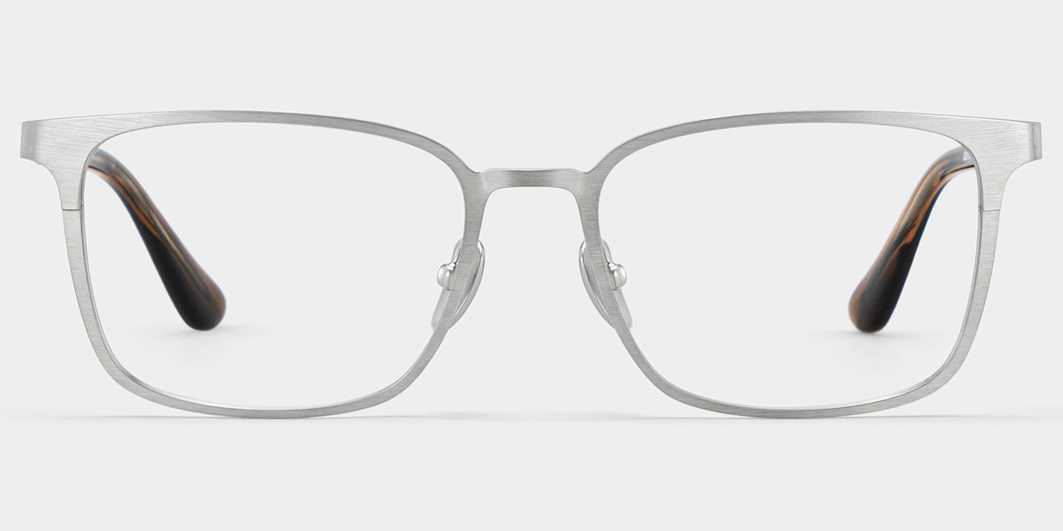 Aubrey Silver Rectangle Glasses for Men | ZEELOOL