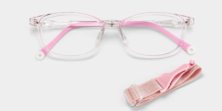 Luca Rectangle Clear Pink Glasses