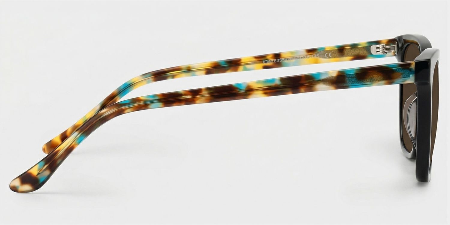 Faith Black Rectangle Reading Glasses with Flower Arms | ZEELOOL3