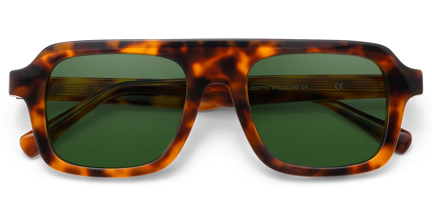 Nomad Rectangle Tortoise Polarized Sunglasses