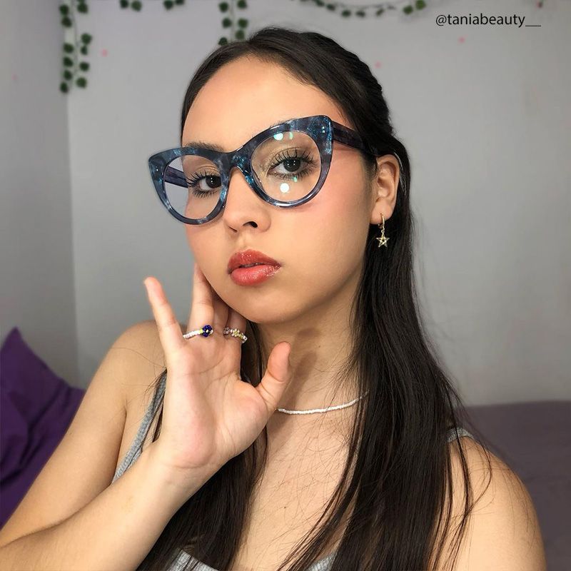 Starry Cateye Blue Frame Glasses | Zeelool Optical7