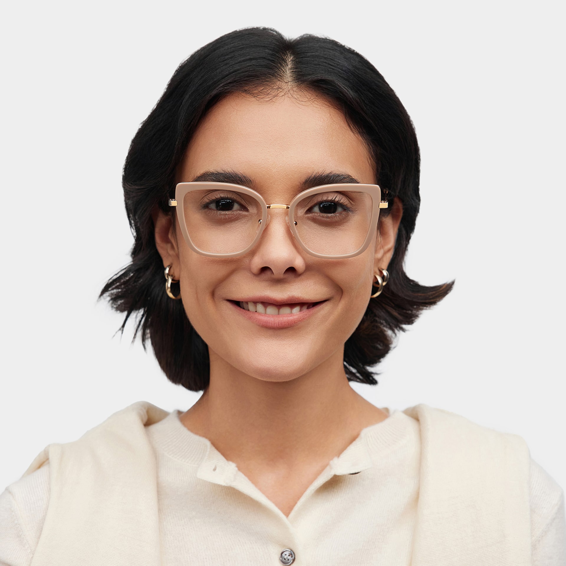 Leila Champagne Frame Glasses with Butterfly Frame Online | ZEELOOL0