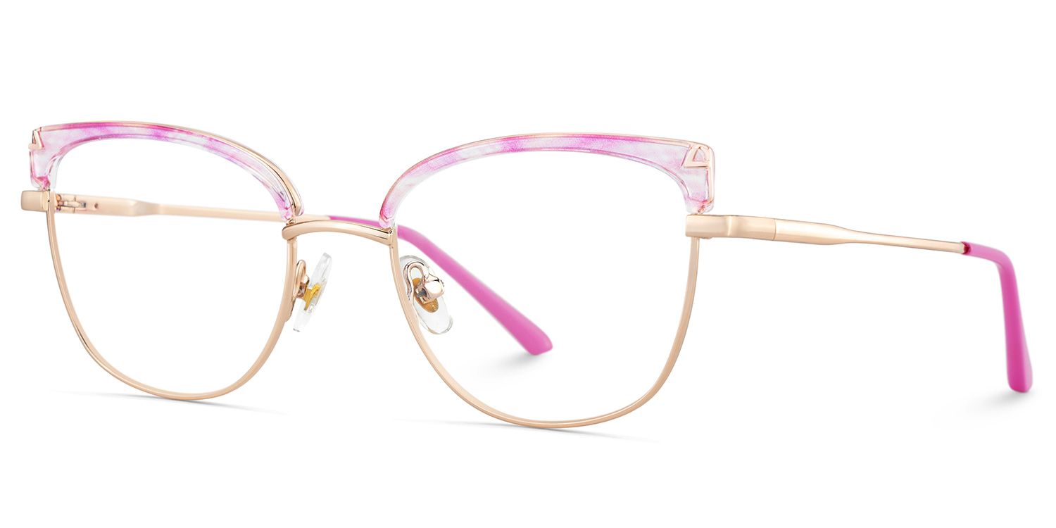 Beau Eyeglasses in Cat eye Pink Gold Frame | Zeelool3