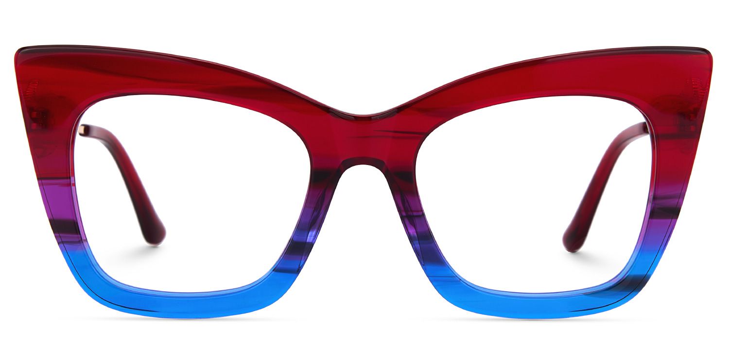 Cagle Designer Eyeglasses in Cateye Red-Blue Frame0