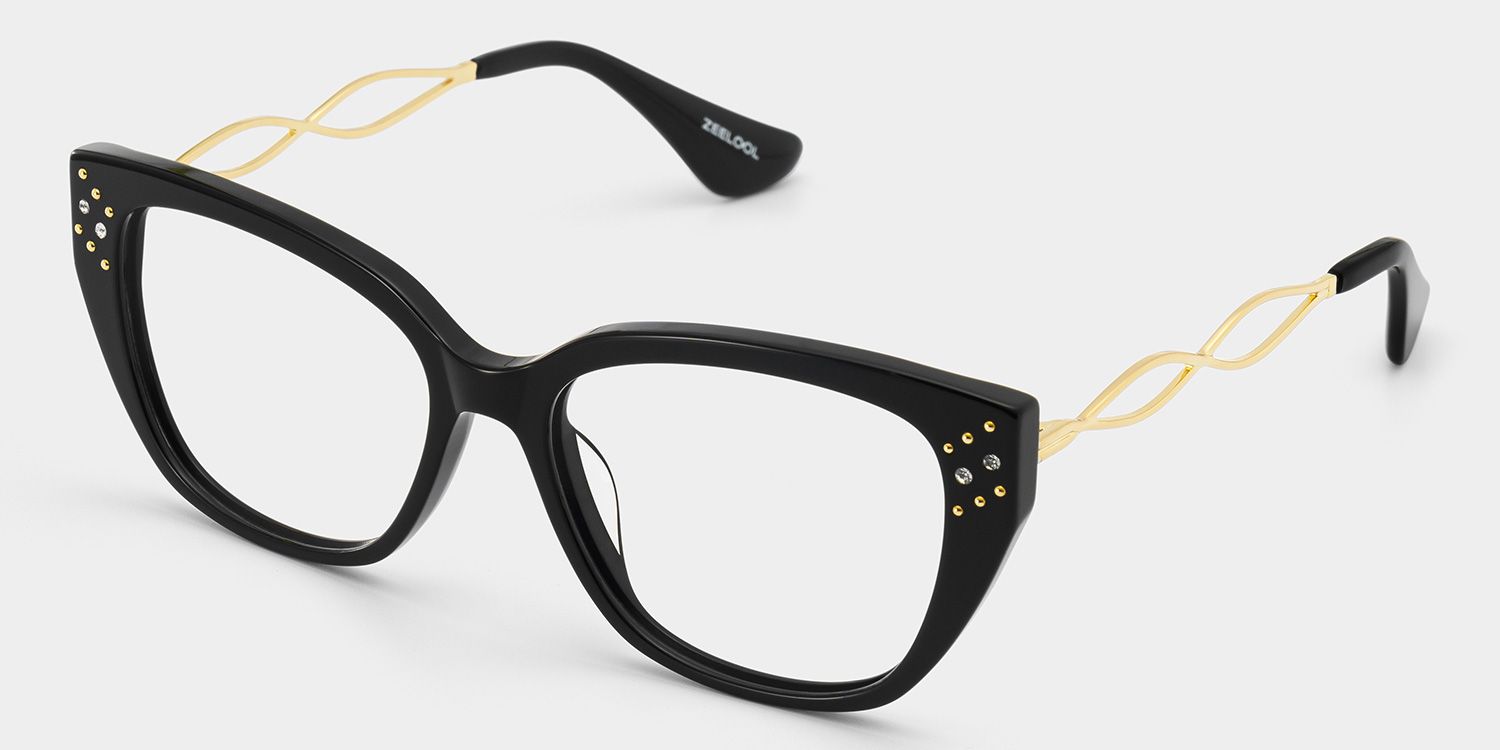 Alma Butterfly Black Glitter Eyeglasses | ZEELOOL4