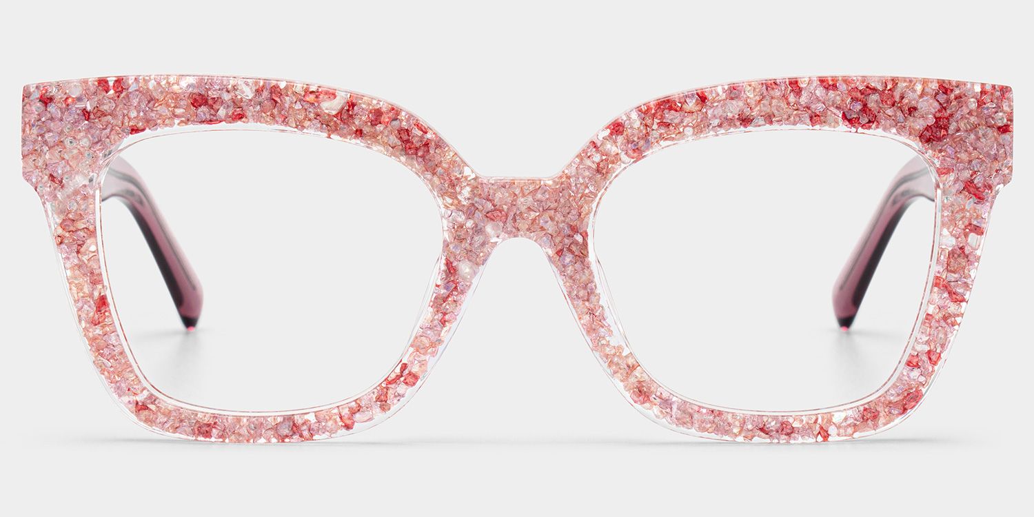 Renata Square Silver Rhinestone Covered Glasses | ZEELOOL