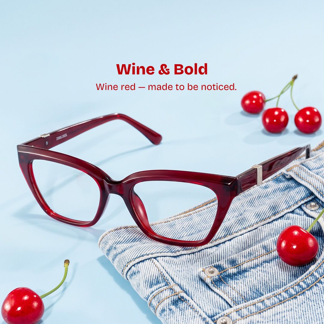 Quincy Cat eye Red Frame Eyeglasses | ZEELOOL0