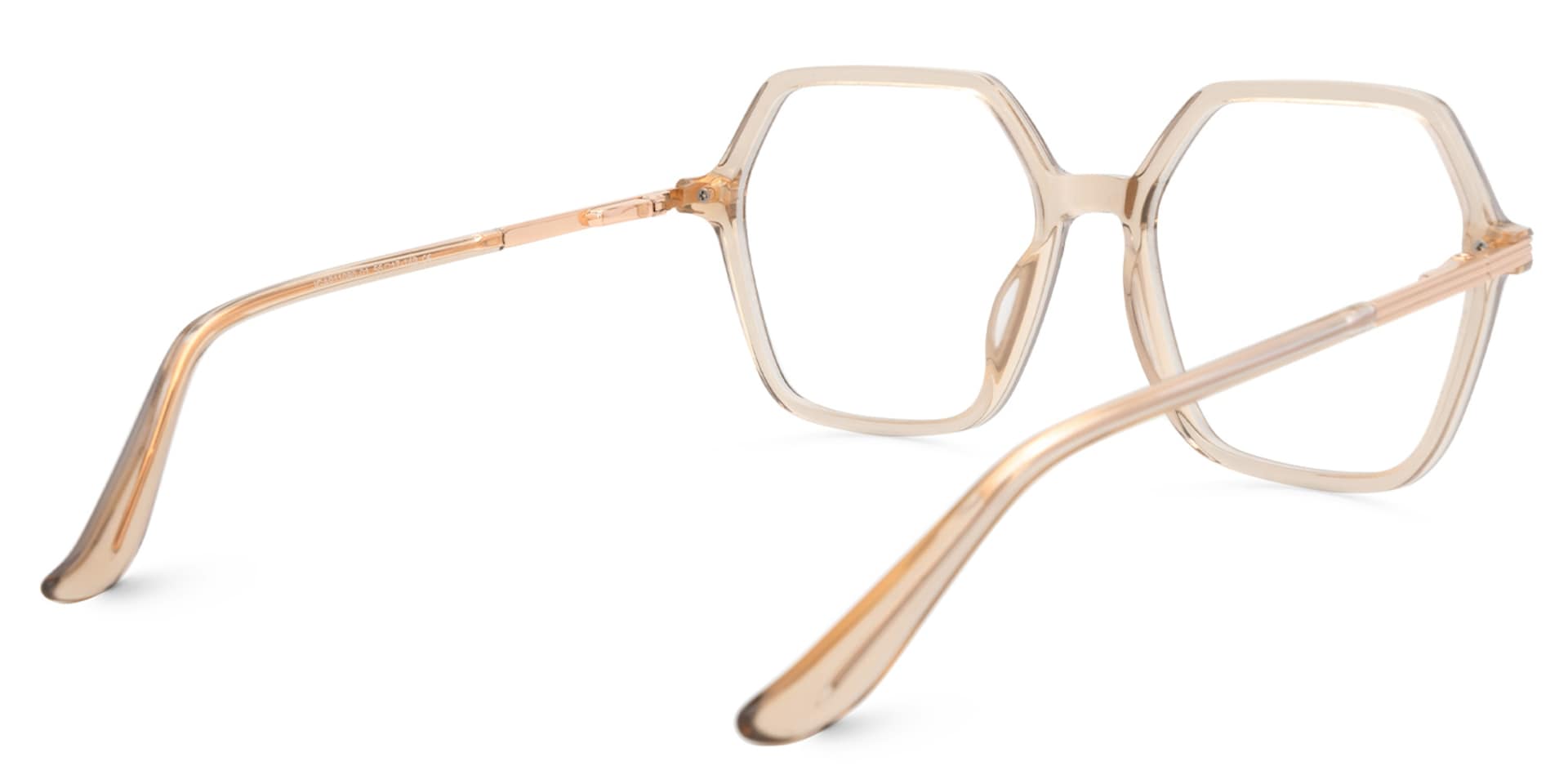 Viona Geometric Champagne Full-Frame Glasses | Zeelool3