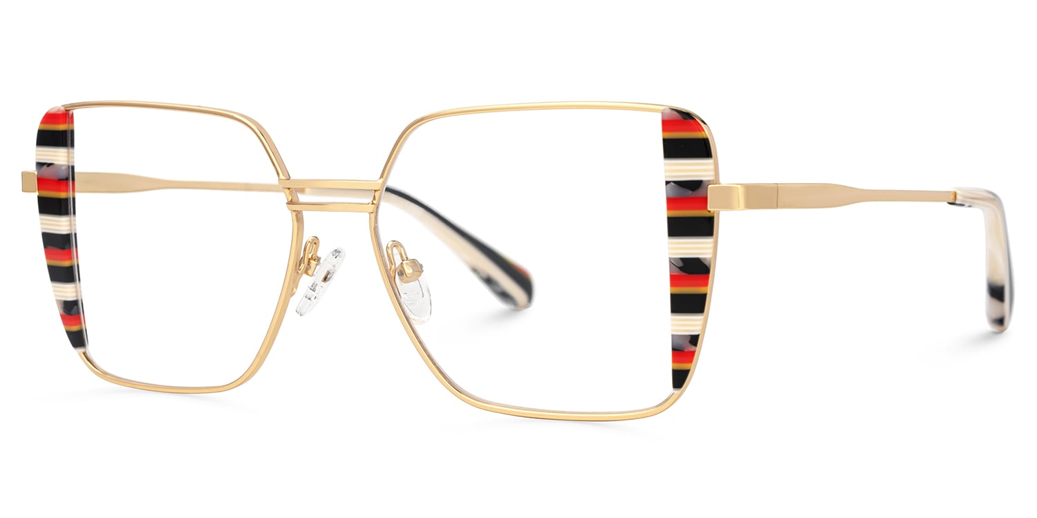 Errica Geometric Black Orange Glasses2