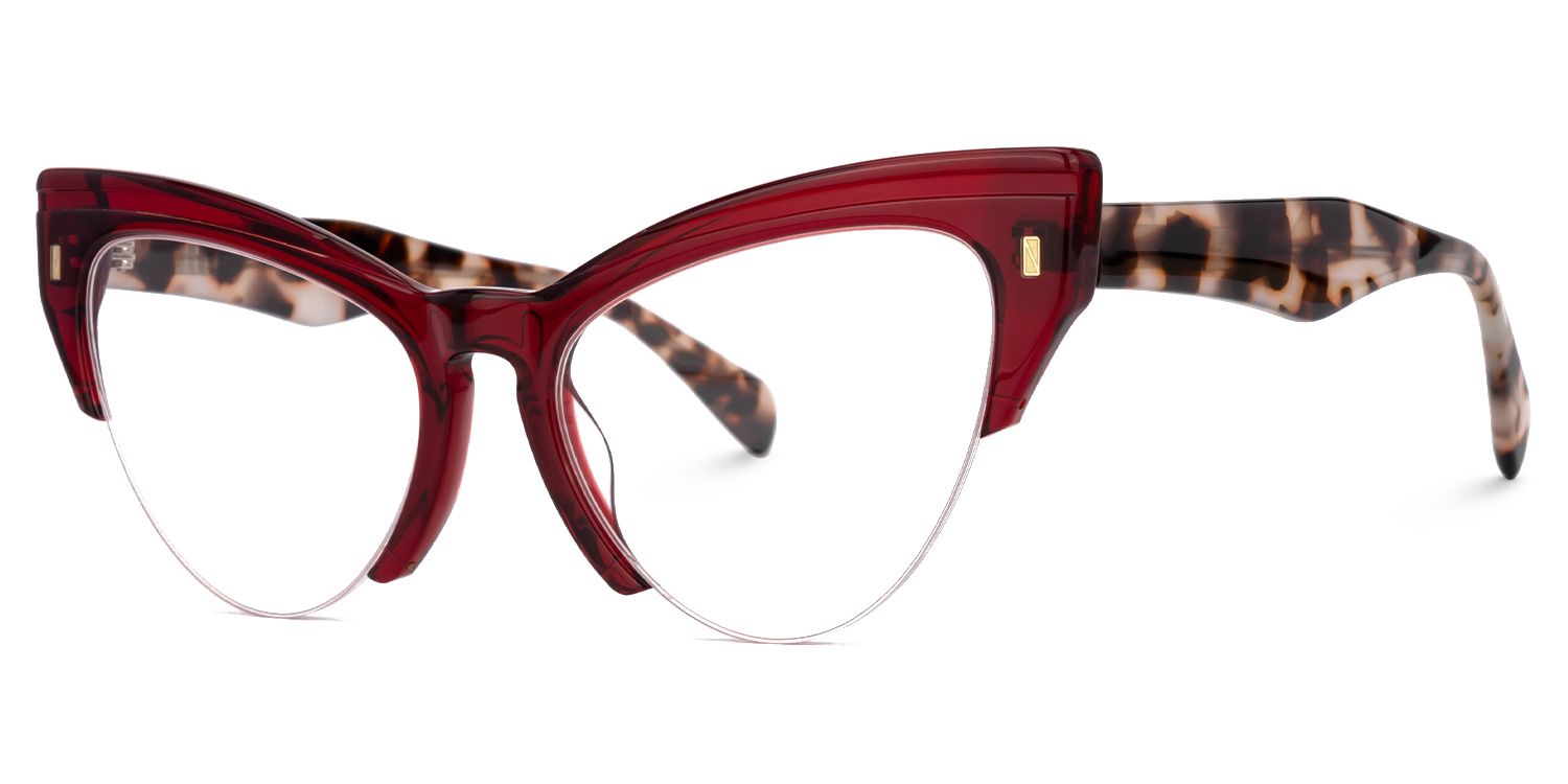 Castealia Red Eyeglasses with Cateye Shape | Zeelool Optical1