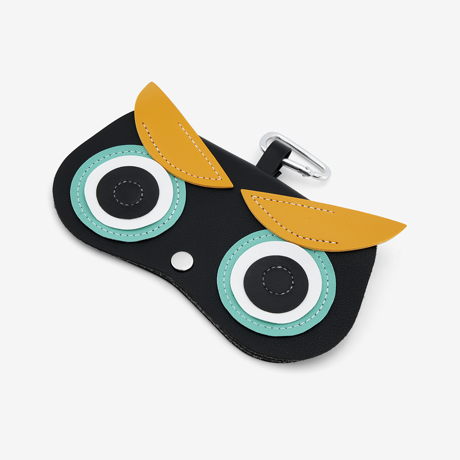 Black Yellow Owl Shape Eyeglasses Bag With Hook