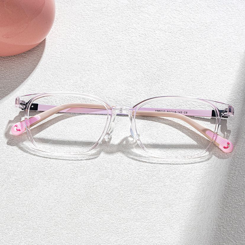 Lane Rectangle Pink Clear Glasses