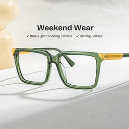 Troy Rectangle Green Glasses0