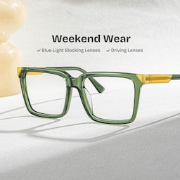 Troy Rectangle Green Glasses0