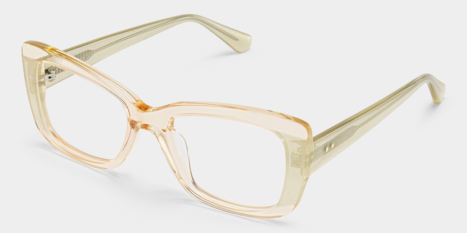 Leona Rectangle Gold Glitter Eyeglasses with Bling Frame | ZEELOOL