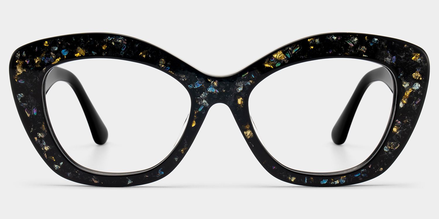The Eye ブラックメタル　BLACKL Giselle Black Cat Eye Glasses with Rhinestones | ZEELOOL