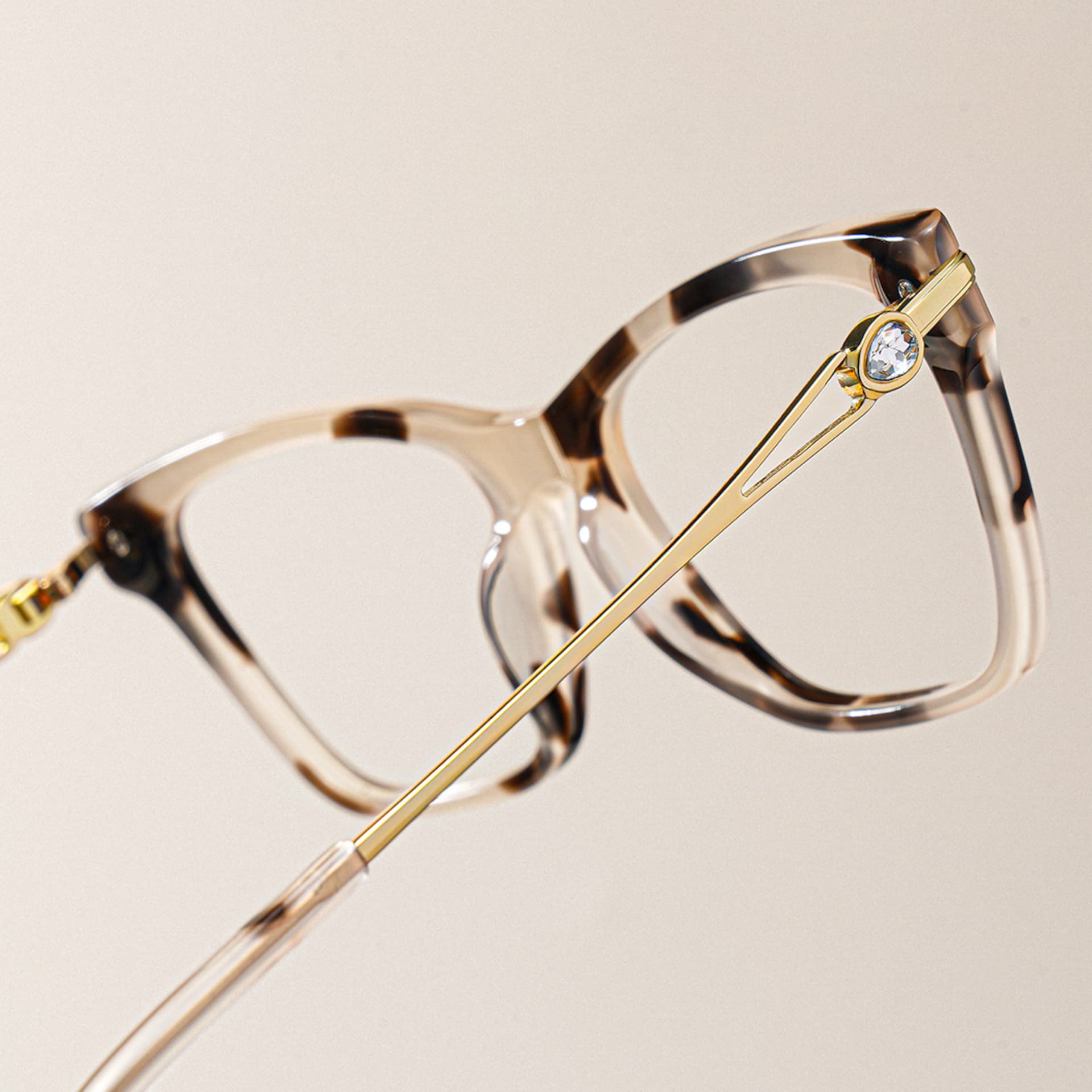 Cat eye Tortoise Eyeglasses- Amelia Mixed Frame Glasses2