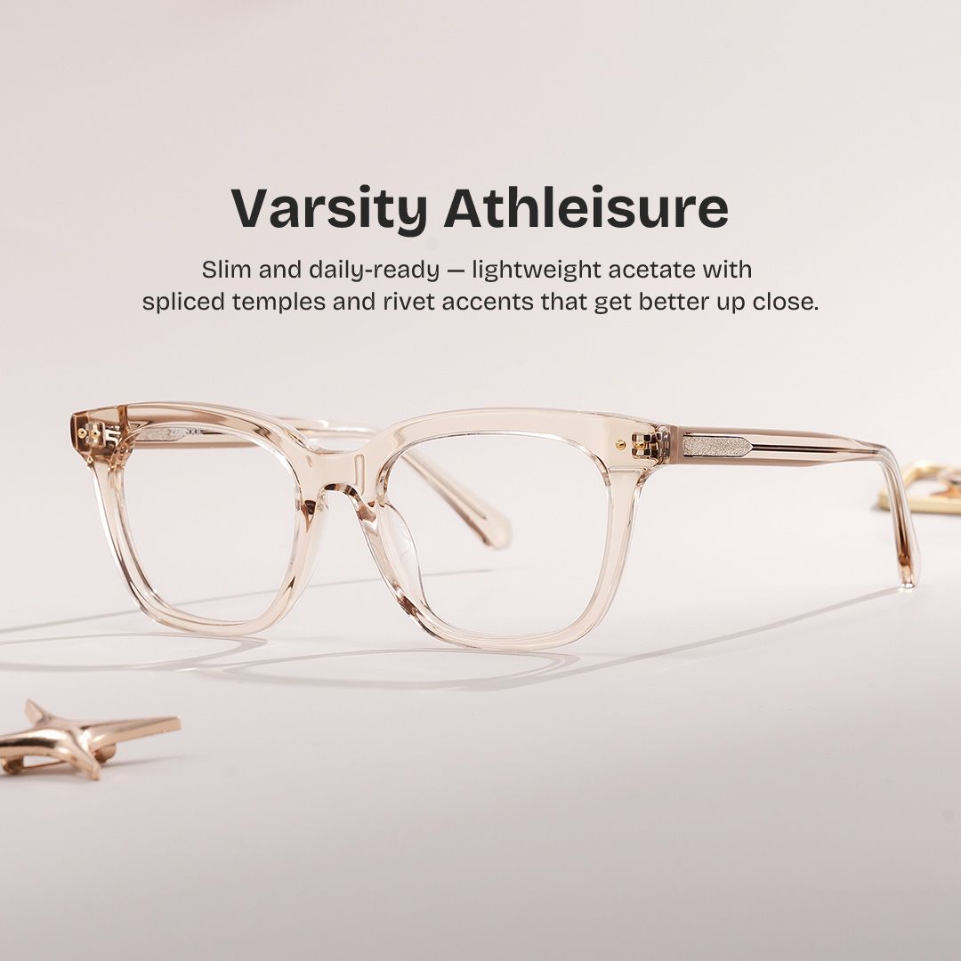 Angela Beige Clear Rectangle Glasses Frames | ZEELOOL