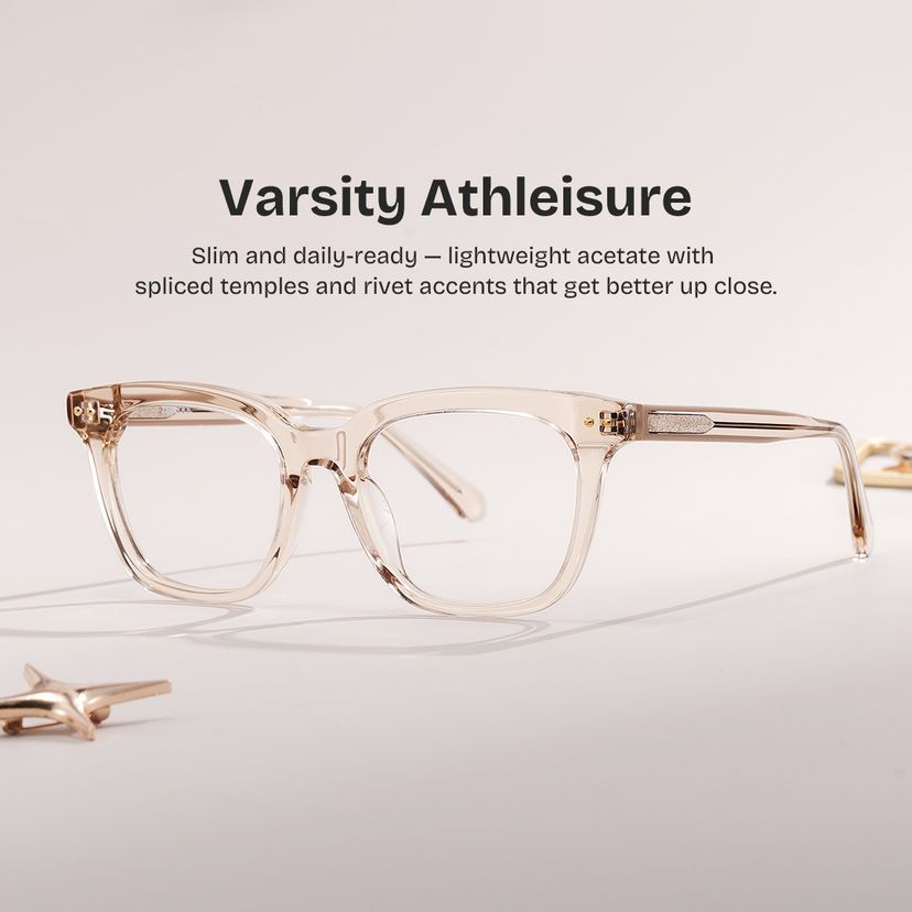 Angela Beige Rectangle Glasses