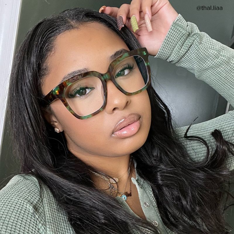 Xion Green-Tortoise Square Frames Glasses | Zeelool5