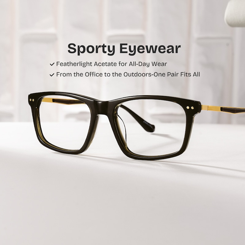 ZEELOOL Cozy Rectangle Black Glasses
