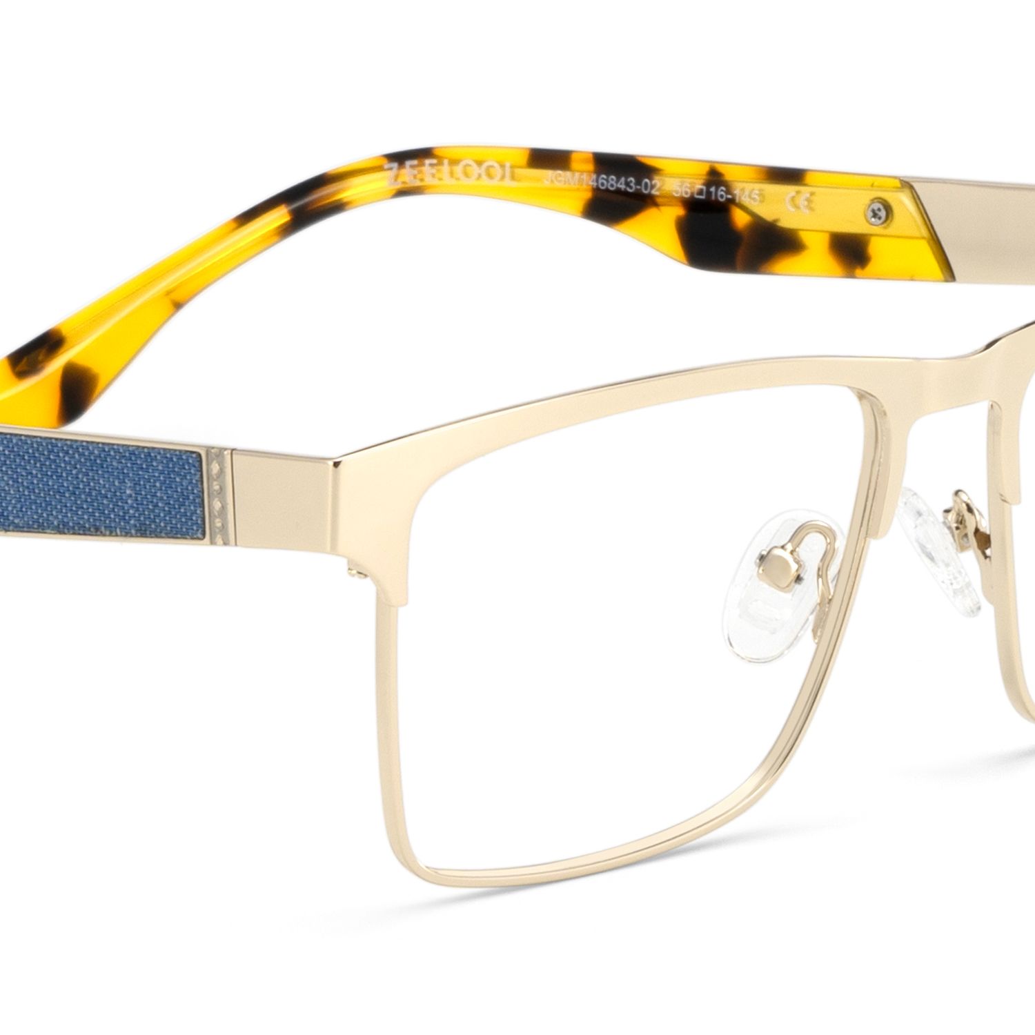 Jasper Eyeglasses in Browline Gold Frame | Zeelool5