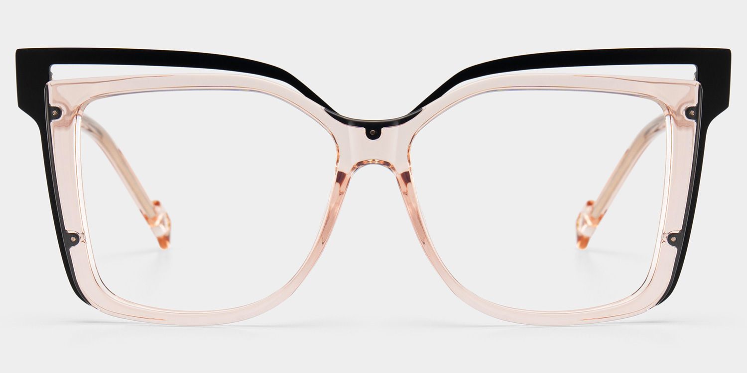 Twolla Square Beige Glasses and Black Edge Frame1