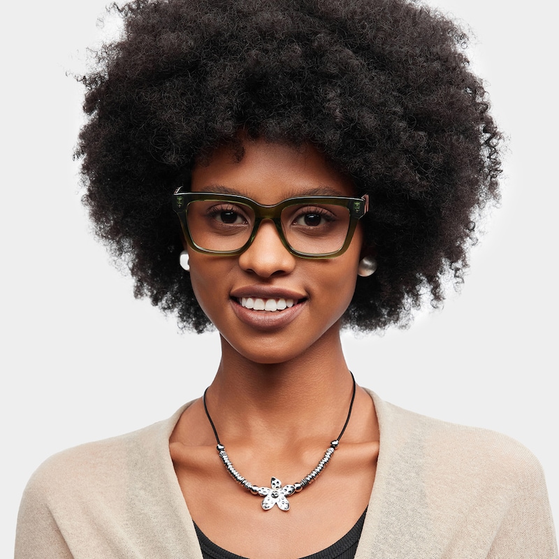 ZEELOOL Zinnia Rectangle Green Glasses