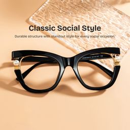 Pearl Cateye Black Glasses0