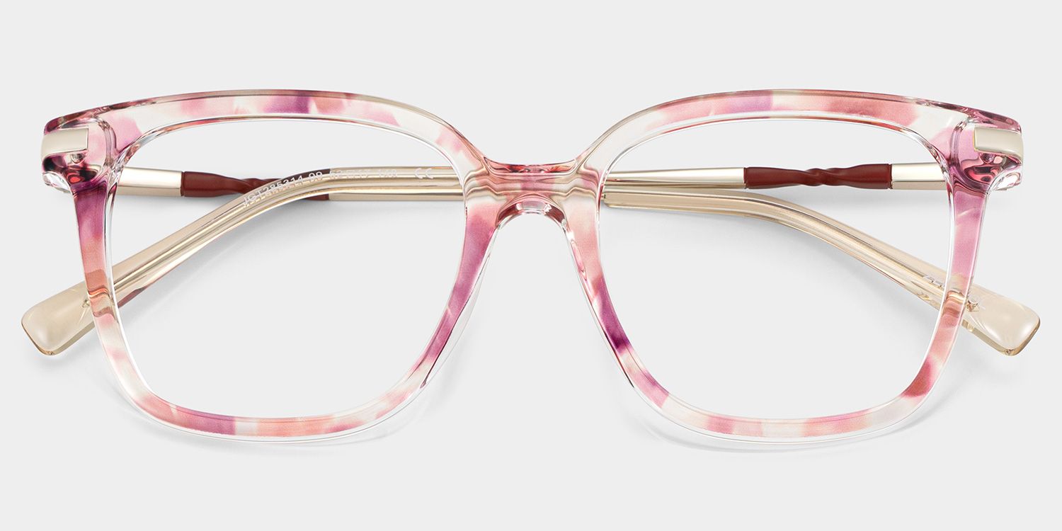 Jacqui Pink Flower Tortoise Square Glasses Frames | ZEELOOL