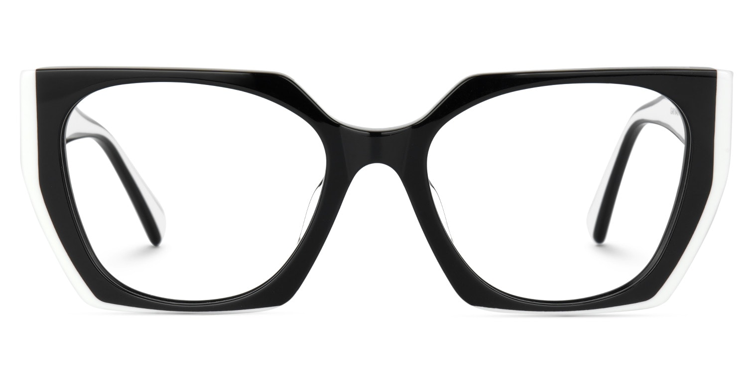 Lorene Black Glasses with White Trim Geometric Frame0