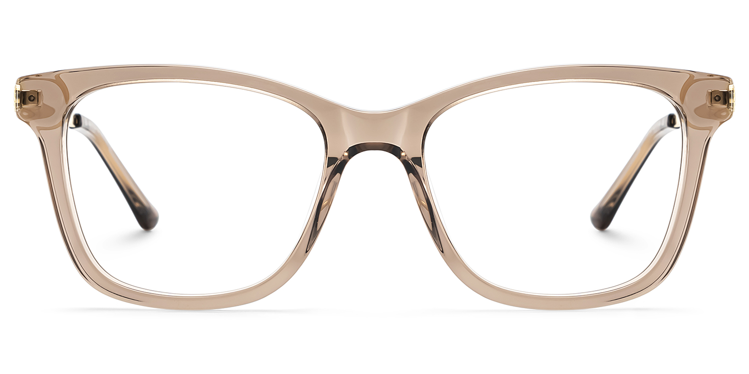 Vibert Brown Rectangle Mixed Frame Glasses for Women | ZEELOOL