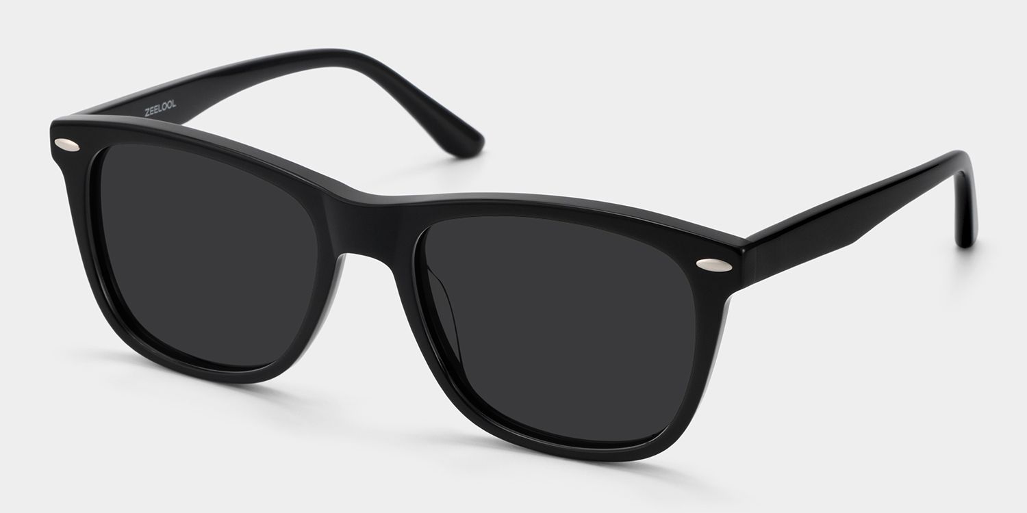 Atlas Acetate Black Rectangle Frame Sunglasses | ZEELOOL2