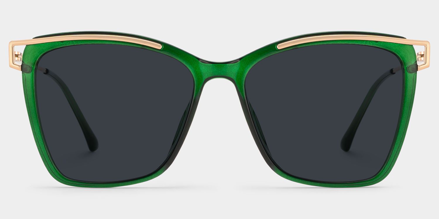 Krystle Mixed Green Square Frame Sunglasses | ZEELOOL0