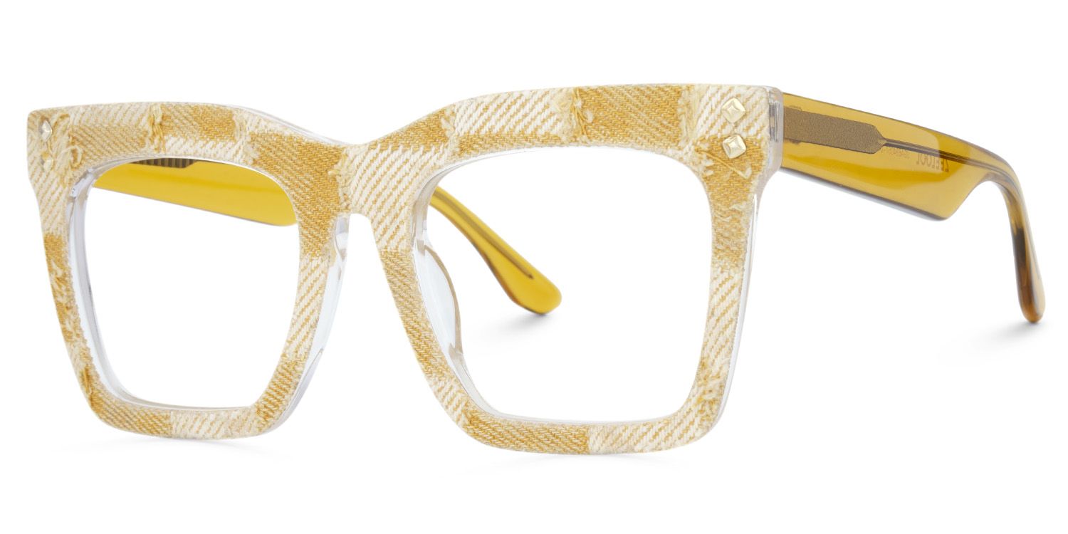 Women's Transparent Yellow Glasses With Denim2
