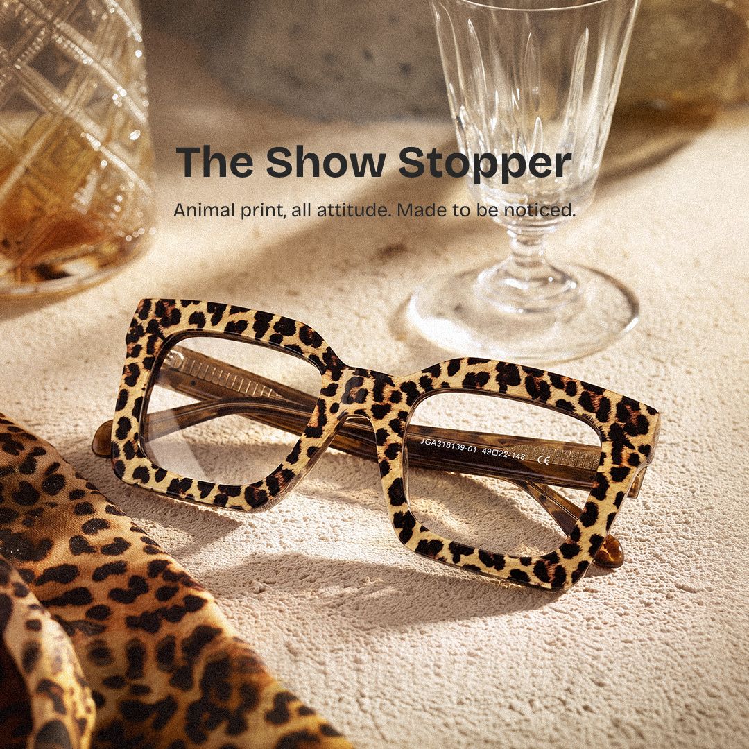 Megan Leopard print Square Frame Glasses for Women | ZEELOOL0