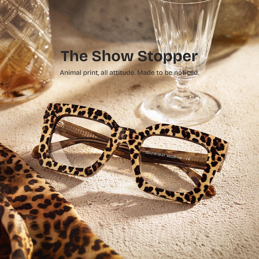 Megan Leopard print Square Glasses