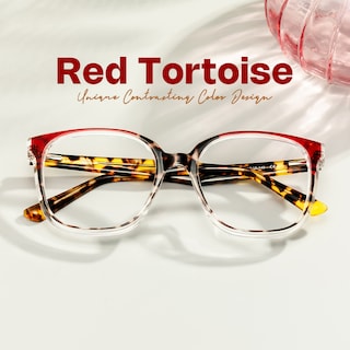 Siner Square Red Tortoise Glasses0