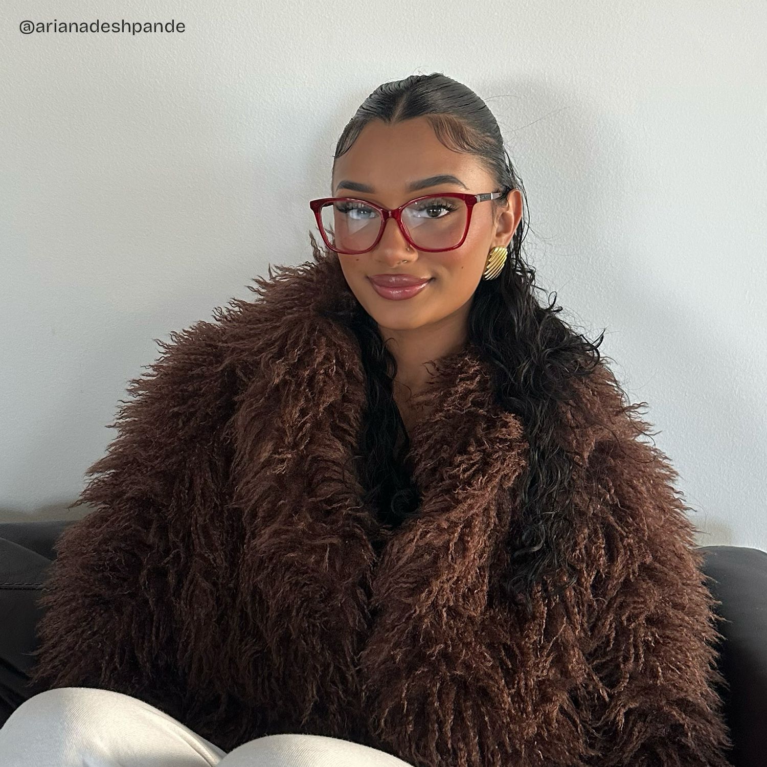 Finnian Red Square Glasses Frames with Black Glitter Fabric | ZEELOOL8